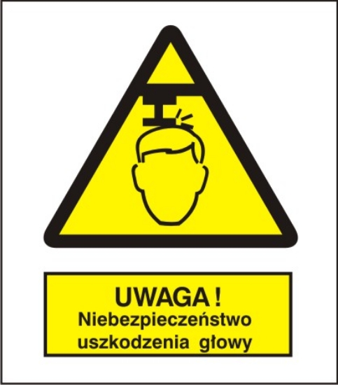 Ostrzeżenie przed niebezpieczeństwem uszkodzenia głowy